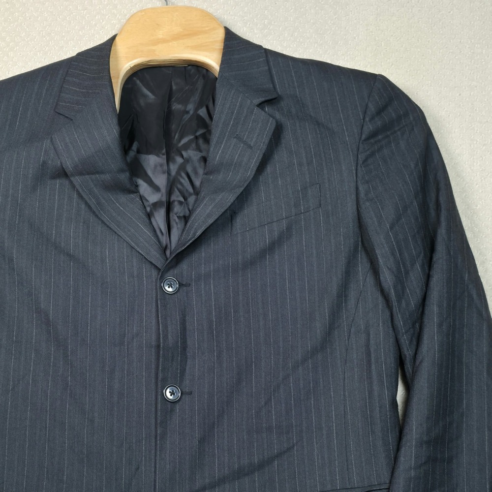 Donna Karan Signature Mens 41R Gray Pinstripe 100% Wool Blazer Sport Coat Italy